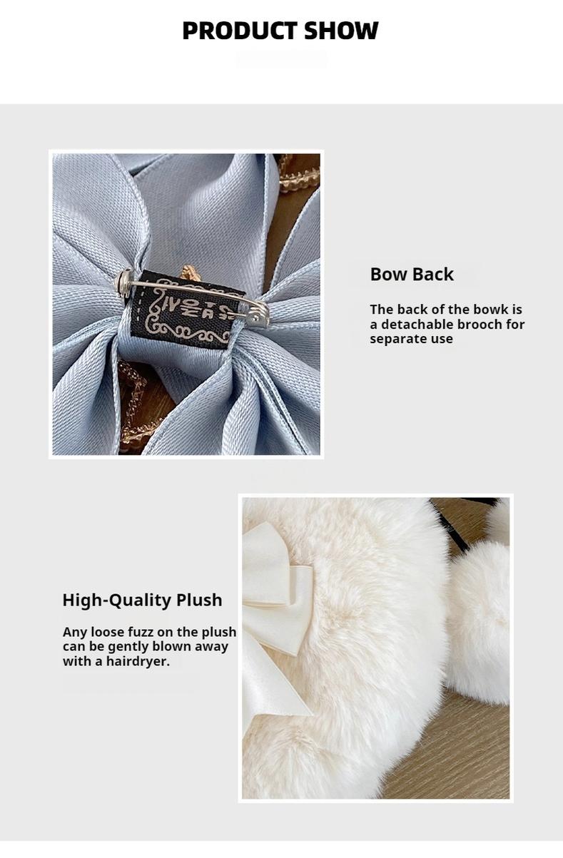 Xiaogui - Plush Heart-Shaped Lolita Bag, Detachable Bow 44204:798520