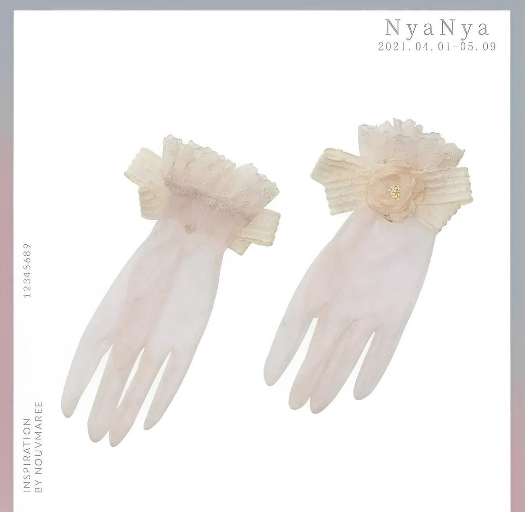 NyaNya~Happy Bluebird~Sweet Lolita Bow Brooch Soild Elegant Gloves   