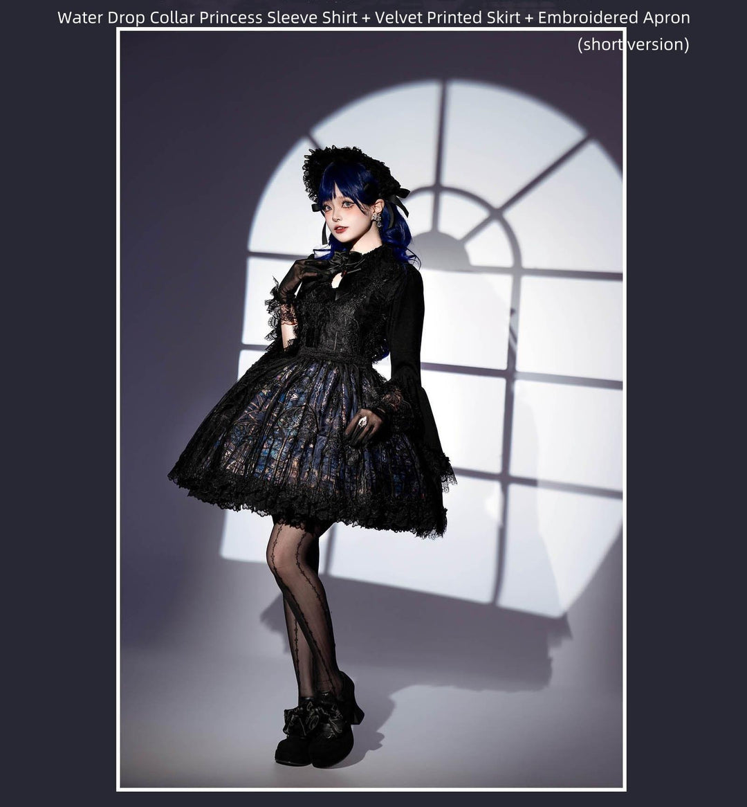 SUSIN~Night Traveler~Classic and Elegant Gothic Dress with Colorful Window Prints   