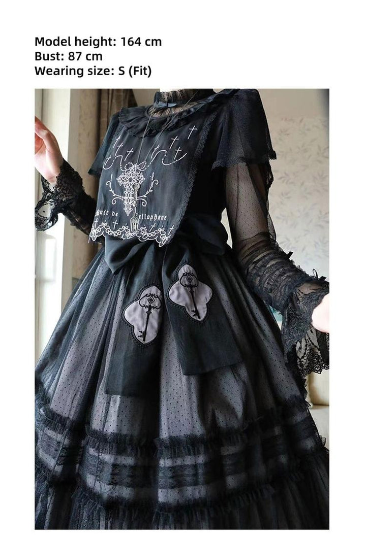 Nuit De Cellophane~Silent Wedding~Elegant Lolita Shirt Dot Mesh Lolita Blouse