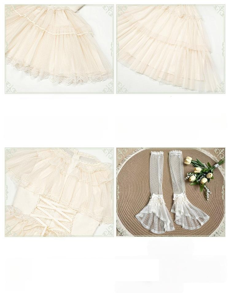 White Mist Promise - Classic Lolita Corset OP Set, Edwardian Collar & Tiered Hem 45173:838368