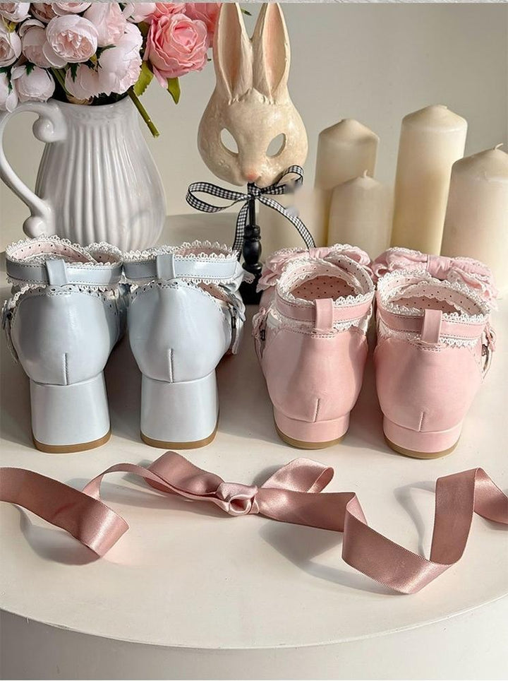 Pure Tea For Dream~Cotton Cutie~Sweet Lolita Shoes Low and Medium Heel Shoes with Bow 42297:740623