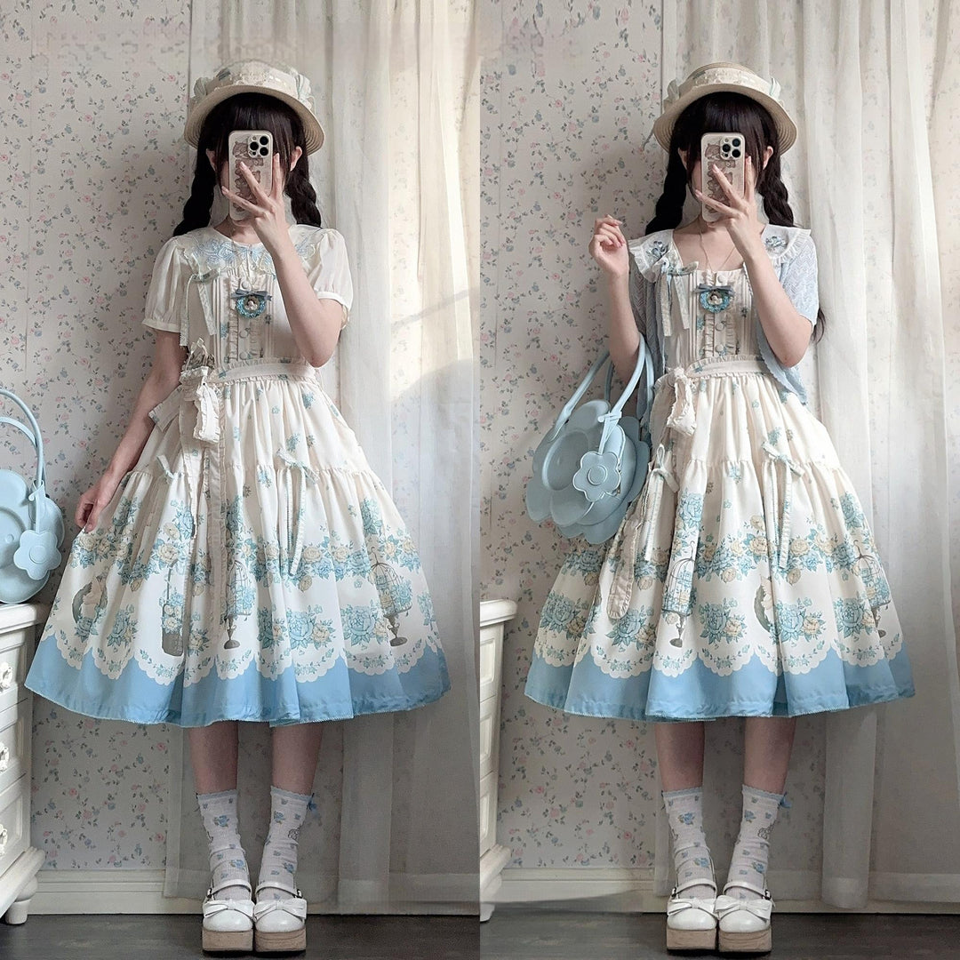 DreamWhale~Floral and Bird Series~Classic Lolita JSK Suit Floral Print Dress 40910:679566