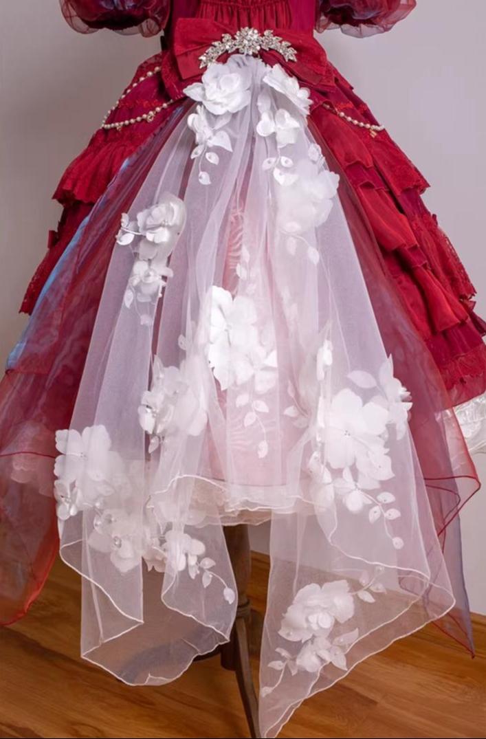 Waltz - Classic Lolita Accessories, Long Mesh Trailing (Burgundy) 44836:825857