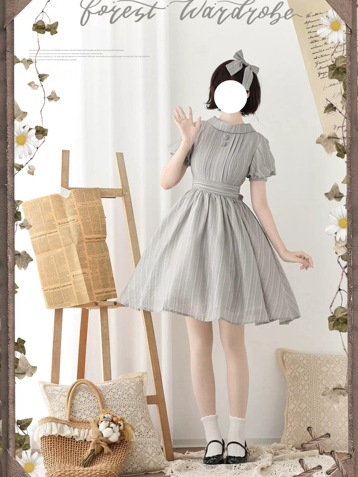 Forest Wardrobe~Forest Gallery~Classic Lolita OP Dress Country Style Tencel Dress S Grey 