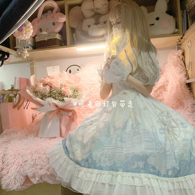 Cornfield Lolita~Camellia On the Whale~Gradient Classic Lolita Dress JSK   
