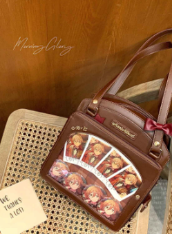 Morning Glory - Kawaii Lolita Checkered Itabag Multicolors brown-pre order