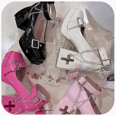 (BFM)Bingo Lulu~Late Century Sweetheart~Punk Lolita High Heels Mary Jane Lolita Shoes   