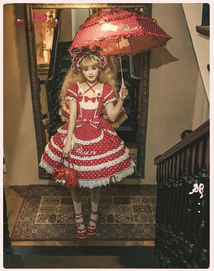 Mademoiselle Pearl~Bow Rabbit~IP Collab Sweet Lolita OP in Multiple Styles 43054:764042