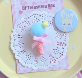 Bear Doll~Candy Color~Kawaii Lolita Cute Ice Cream Hair Clips pink and blue ice cream  