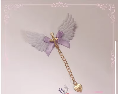 Pearl Rabbit Handmade~Halloween Gothic Lolita Bat Wings Shaped Side Clips light purple angel wings  