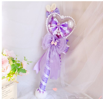Sweetheart Endless~Sweet Lolita Fairy Wand Handmade Multicolor Heart Shaped hallowmas purple heart fairy wand  