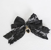 Xiaogui~Sweet Lolita Ribbon Bow Hair Clips letters black fish mouth clip  