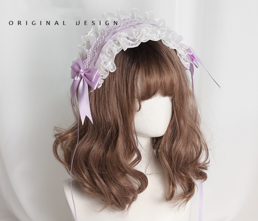 Their Past Decorations - Sweet Lolita Cat Ear Hairband light purple hair band
