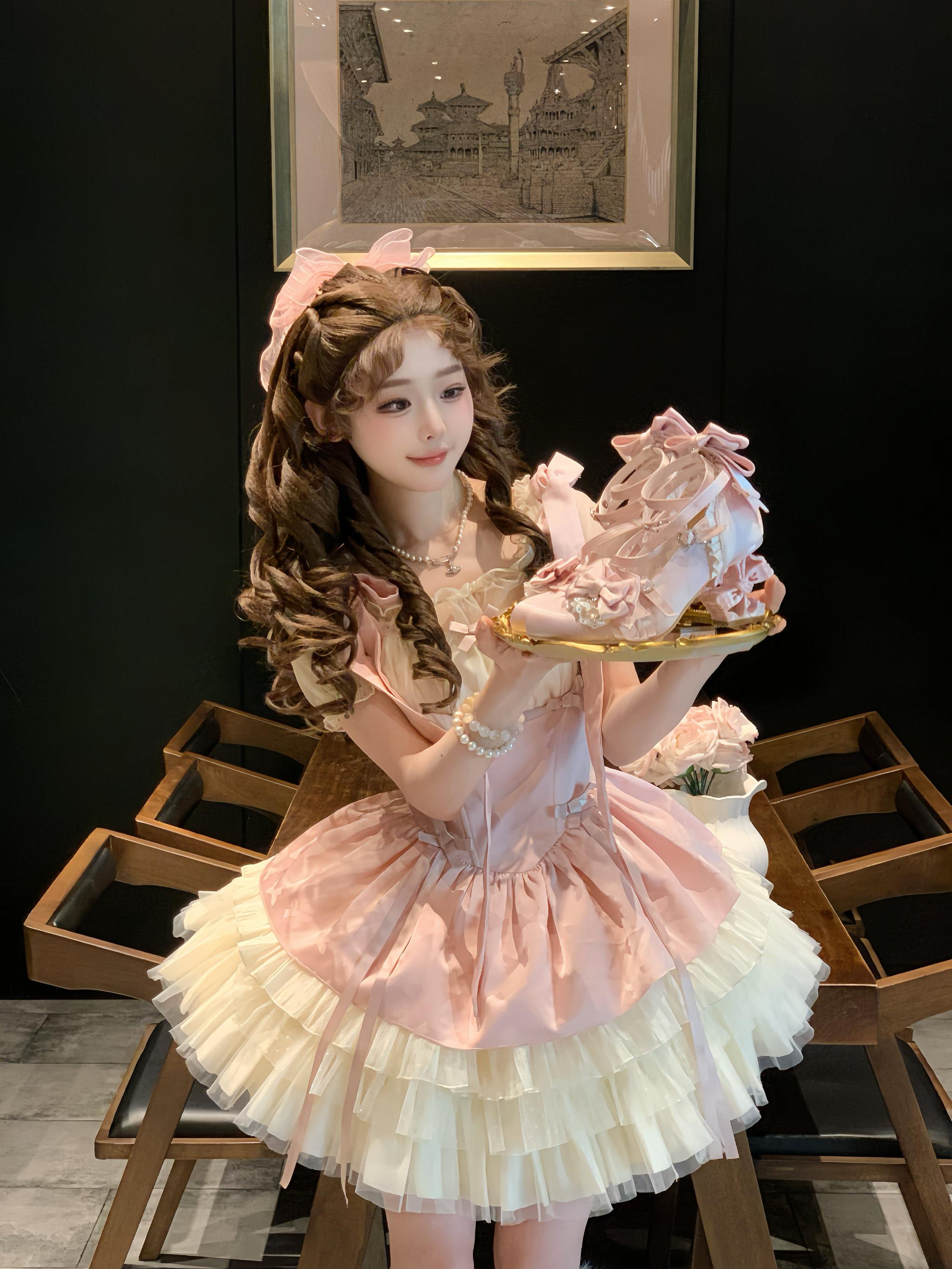 Thousand Knots - Classic Lolita Satin Heels Shoes, Bow-shaped Heel