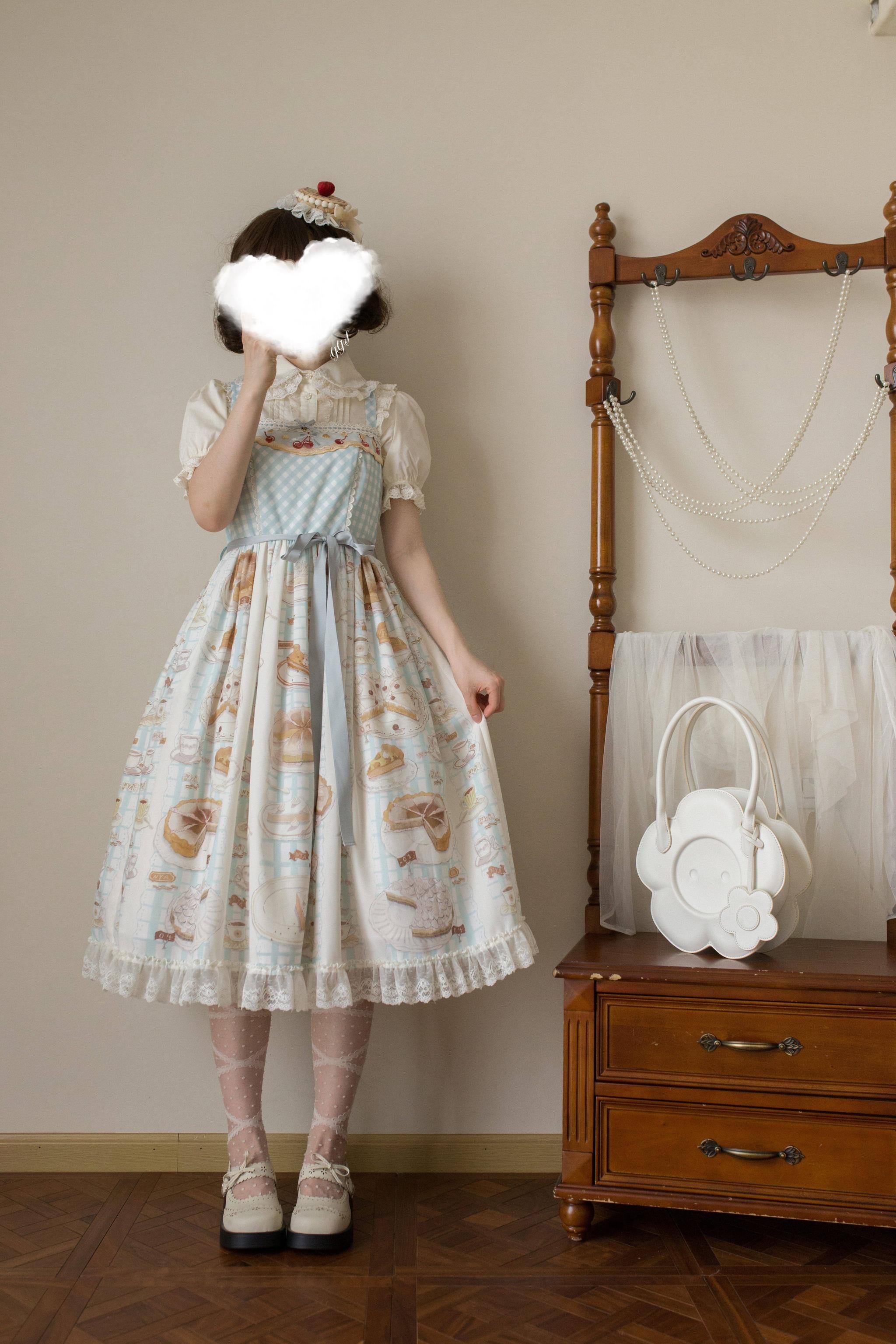 Sugar Heart Rose - Old School Lolita Cotton Blouse with Ruffles