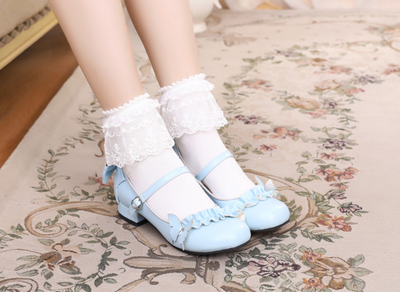 Sosic~Stand Still and Don't Fly~Daily Sweet Lolita Round Toe Handmade Shoes blue 33 