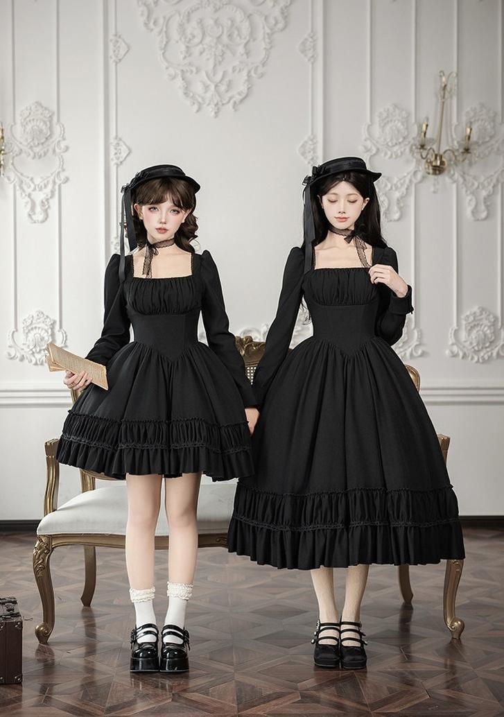 Audrey's Reply - Classic Lolita Square Neck OP, Detachable Embroidered Collar