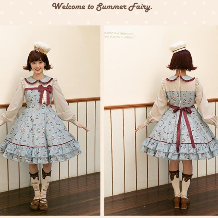 Summer Fairy~IP Collab Kawaii Lolita OP Dress Printed Pattern JSK 40554:667574