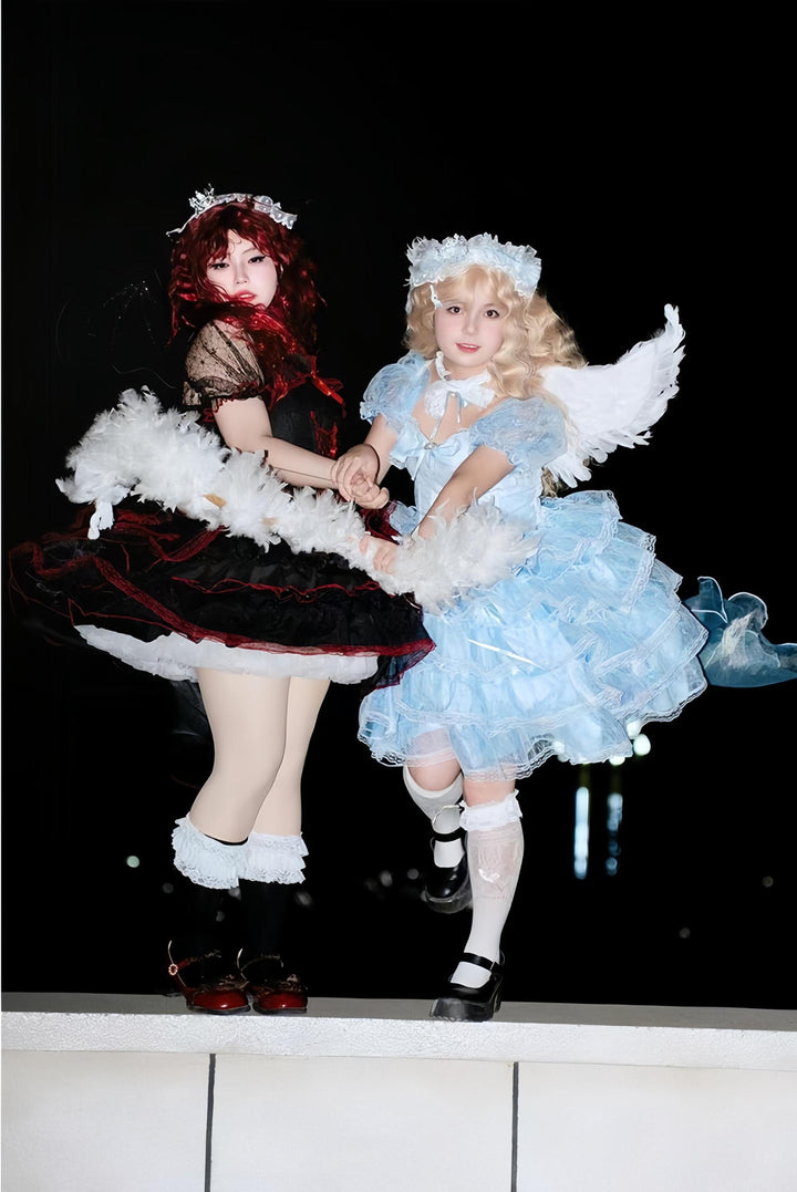 Daydream Whisper~Shisan District~Wedding Lolita OP Suit with Angel Demon Wings