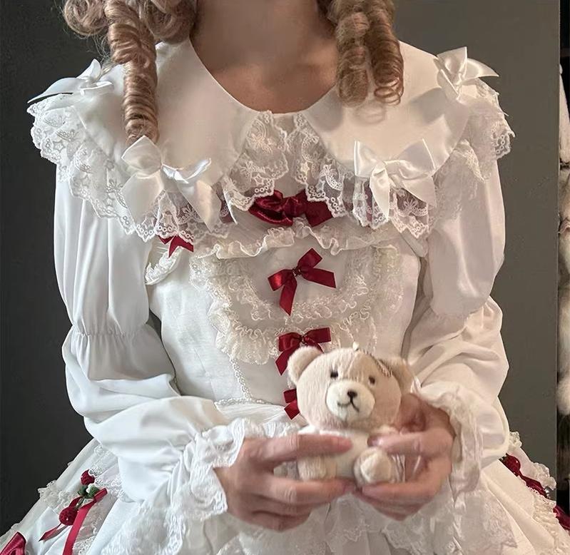 Creamy Candy - Ruffled Hem Sweet Lolita Blouse, Peter Pan Collar