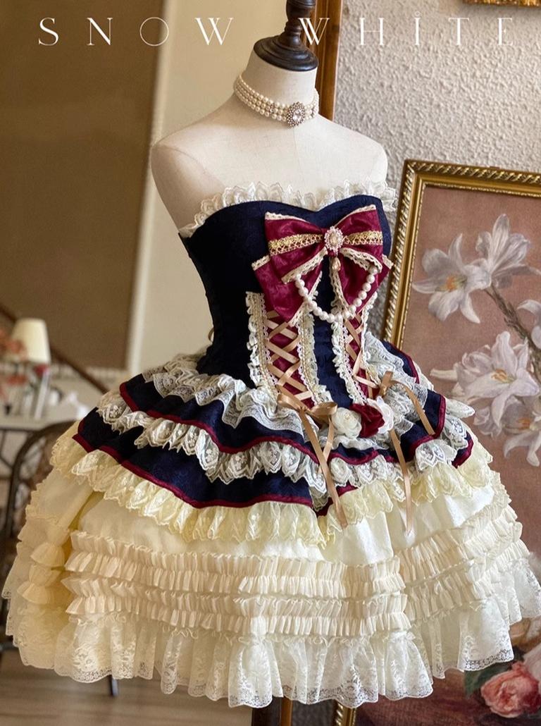 (BFM)Diamond Honey~Princess Crown~Slim Fit Lolita Dress Romantic Gown Snow White Dress Free size 