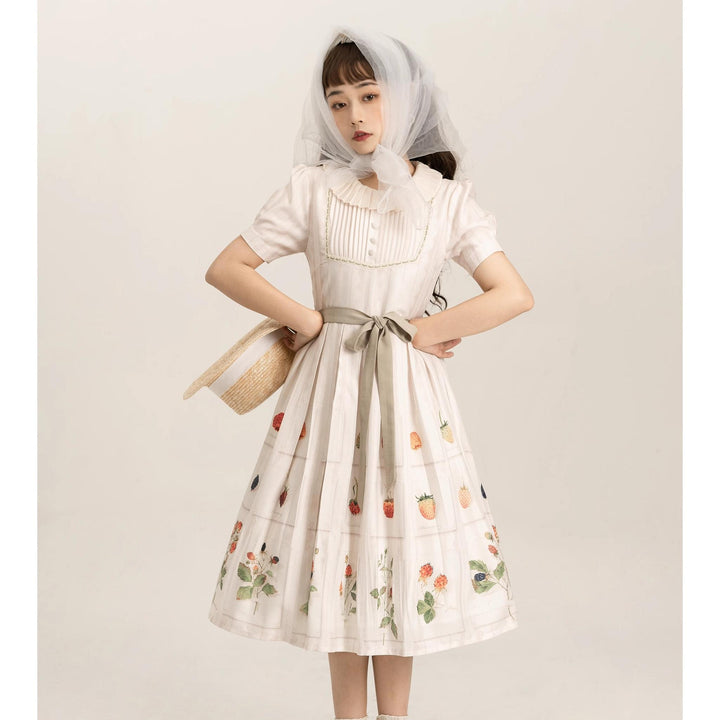 MOU~Moumier&Raspberry~Daily Lolita Dress Beige Short-Sleeve OP   