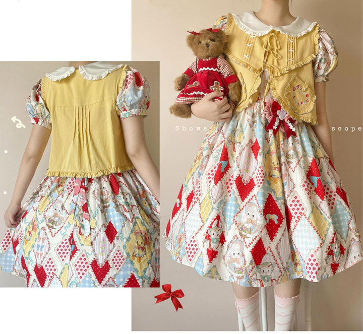 Southern Cross~Showa Kaleidoscope~Sweet Lolita OP SK and JSK with Rabbit Print 42127:727910