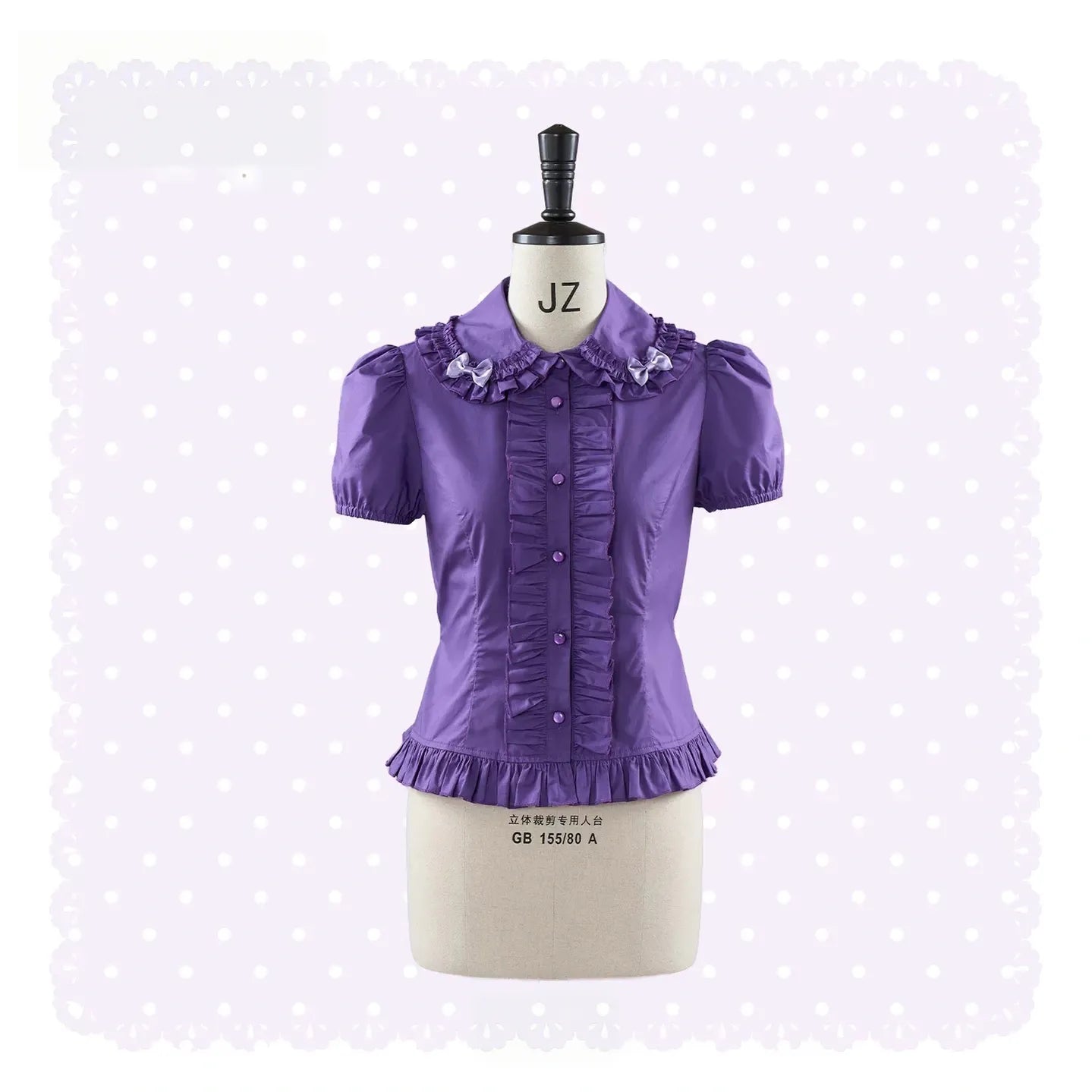 Libobo - Cotton Old School Lolita JSK Dress, Polka Dot & Floral Print (2XL L M S XL) 45878:866106