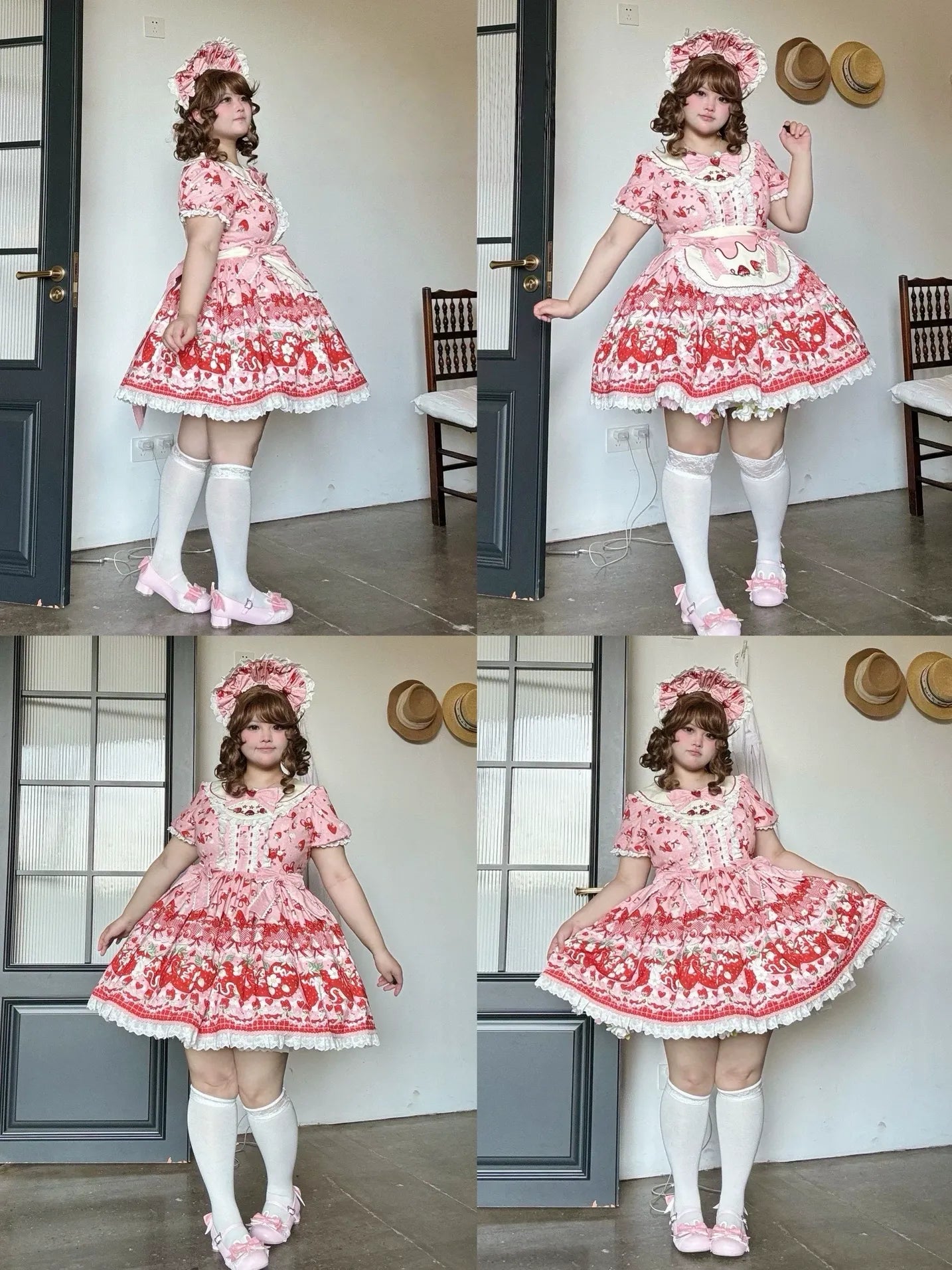 Berry Sweet Dream - Plus Size Sweet Lolita JSK and OP Dress, Strawberry Print 45378:851049