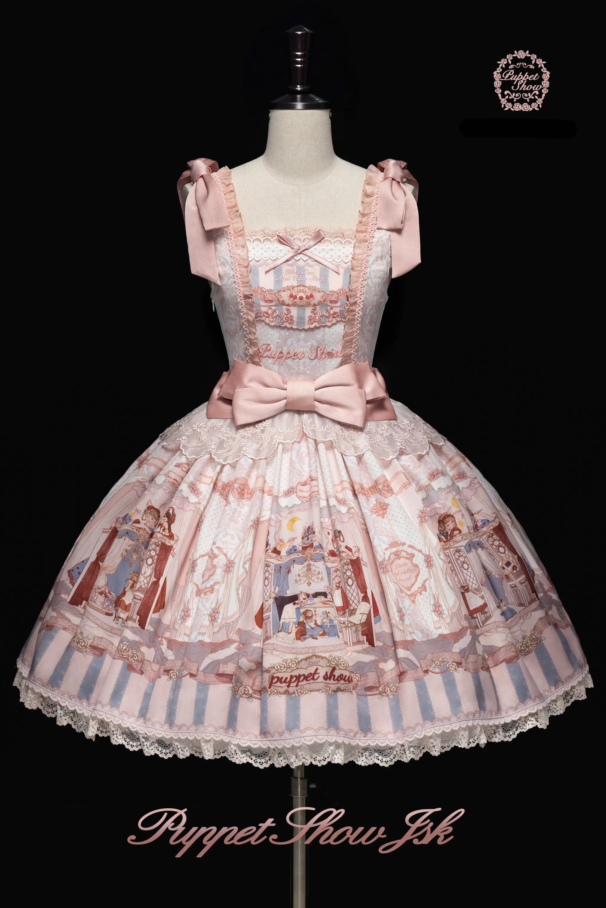 Puppet Show - Doll-like Lolita Embroidered Collar JSK, Puppet Show Print (2XL L M S XL) 45823:864707