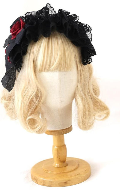 Xiaogui~Goth Lolita Headwear Black Lace KC   