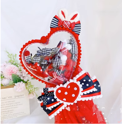 Sweetheart Endless~Sweet Lolita Fairy Wand Handmade Multicolor Heart Shaped black-red heart fairy wand  