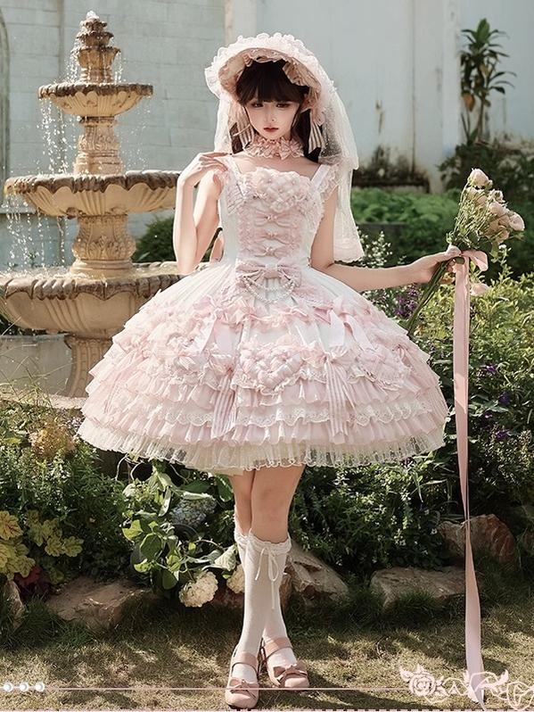 Shuang Sheng Xiao Xiong - Heart of Love - Sweet Lolita Wedding JSK, Bow Details 44306:803351