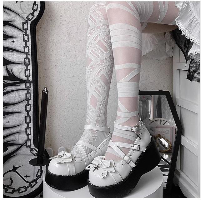 (BFM)Bondora~Devil Cross~Punk Lolita Shoes Cross High Platforms Shoes   