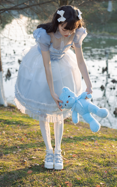Pure Tea For Dream~Sweet Lolita Platform Pearl Bow Shoes 16296:217880