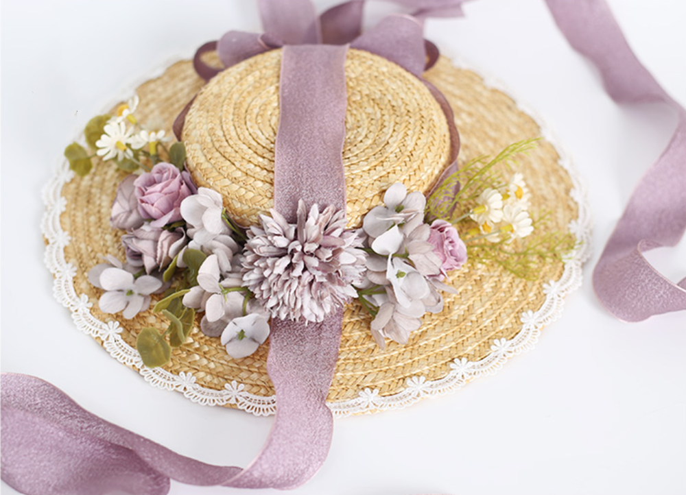 Xiaogui~Elegant Lolita Flower Bow Lace Sunhat   