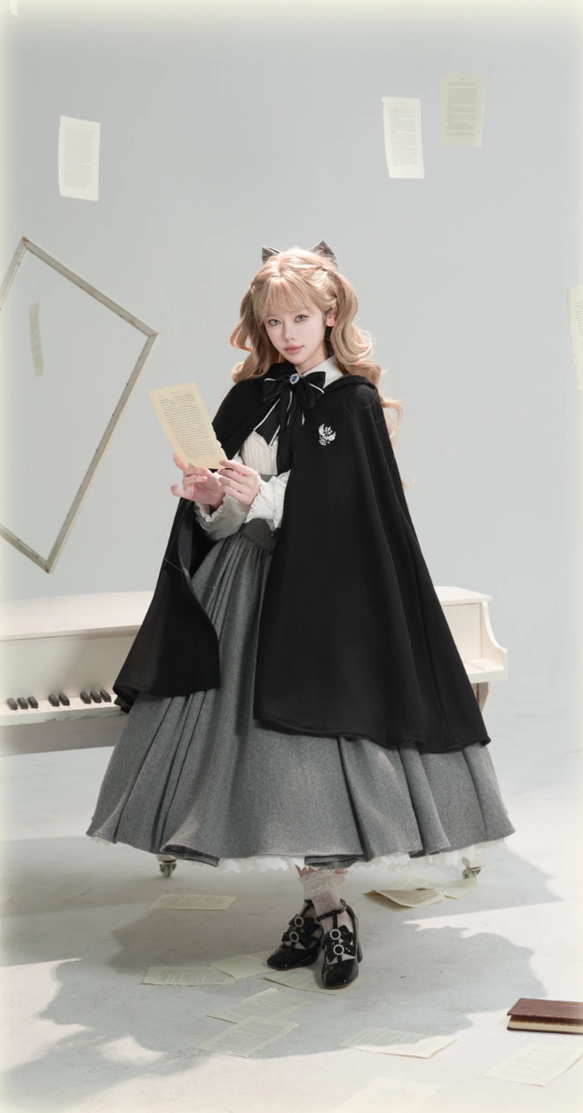 Wand Not for Your Lover - Wool Classic Lolita Bust Supporting JSK, Embroidered Shirt