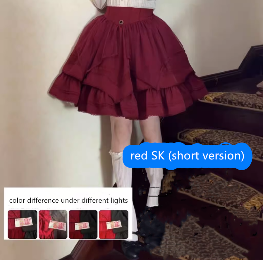 (Buyforme)Uncle Wall Original~Rich Girl~Elegant Lolita SK and Shirt S red SK (short version) 