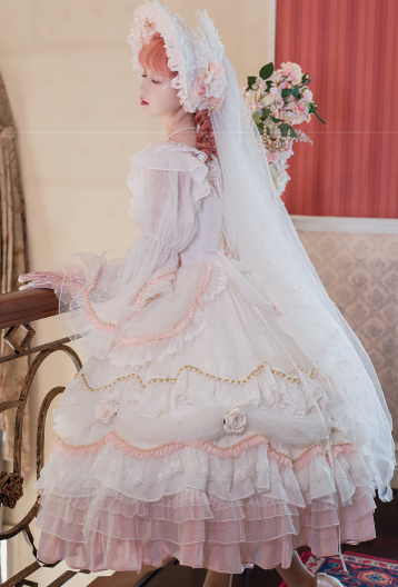 Cat Fairy~Daisy's Park~Elegant Winter Lolita Flower Bride OP   