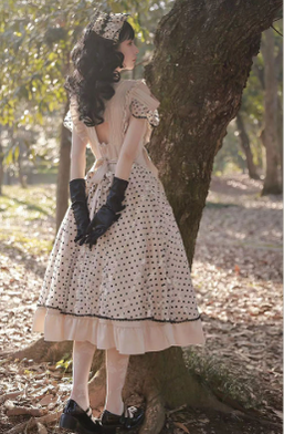 CR Cat Romance~Coconut Milk Boo Boo~Elegant Lolita Polka Dot OP   