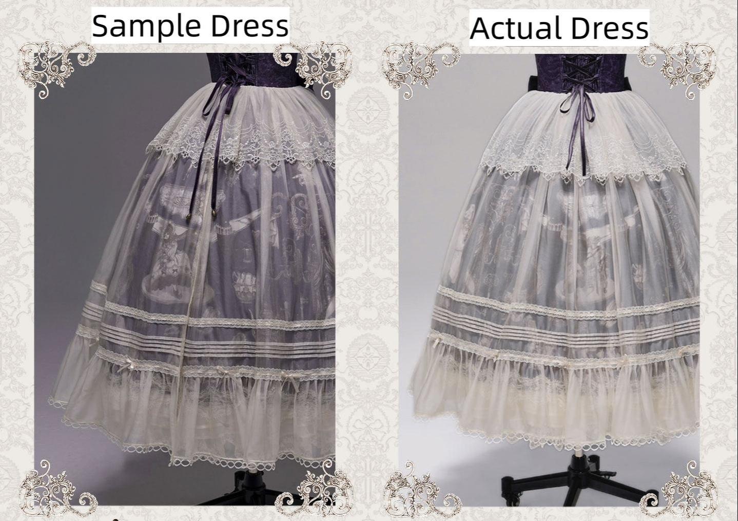 Clockwork Doll - Gothic Lolita Printed Dress, Lace & Bows 45186:839433