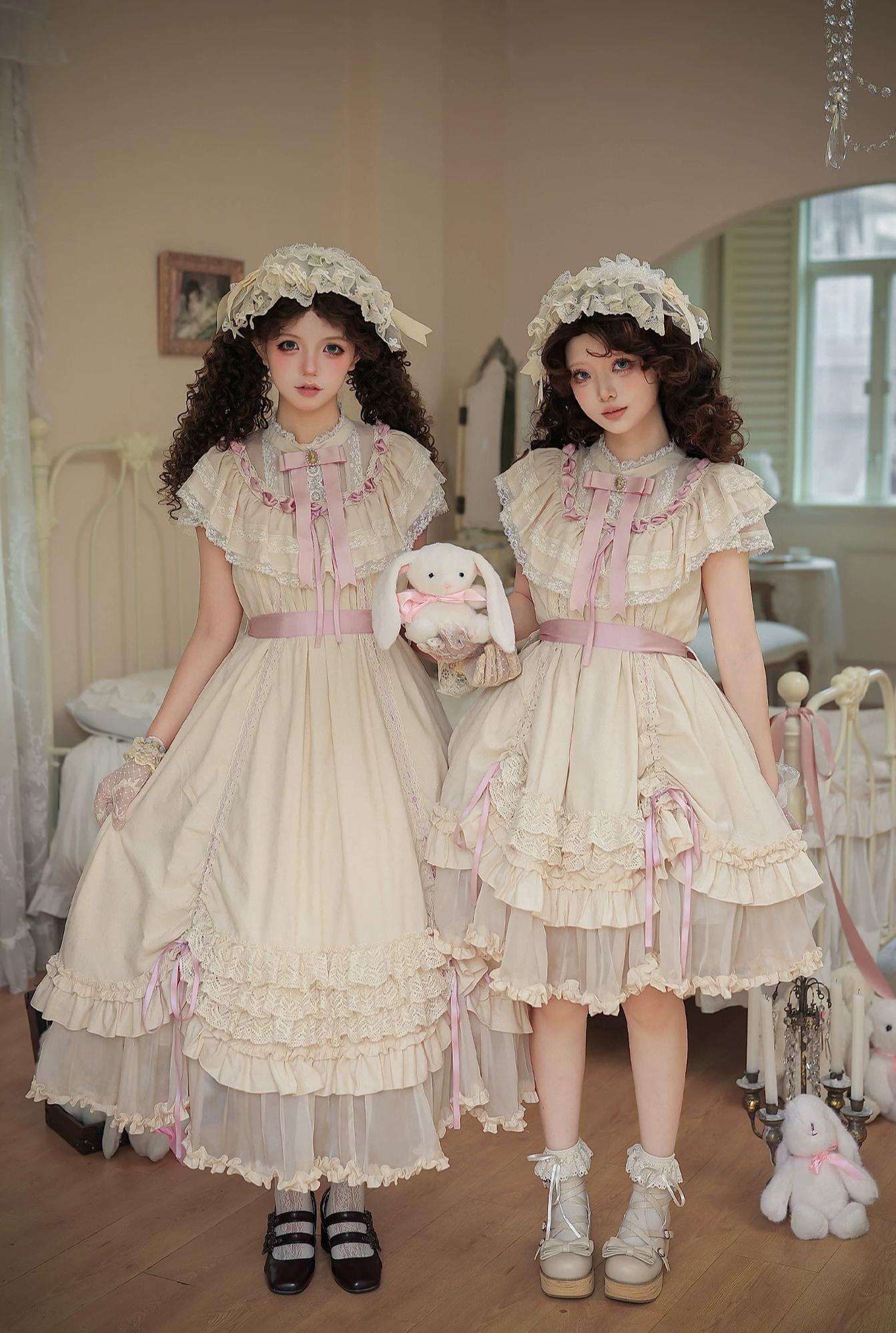 Lily's Dream - Cotton Lining Classic Lolita OP, Drawstring Liftable Hem 45539:855225