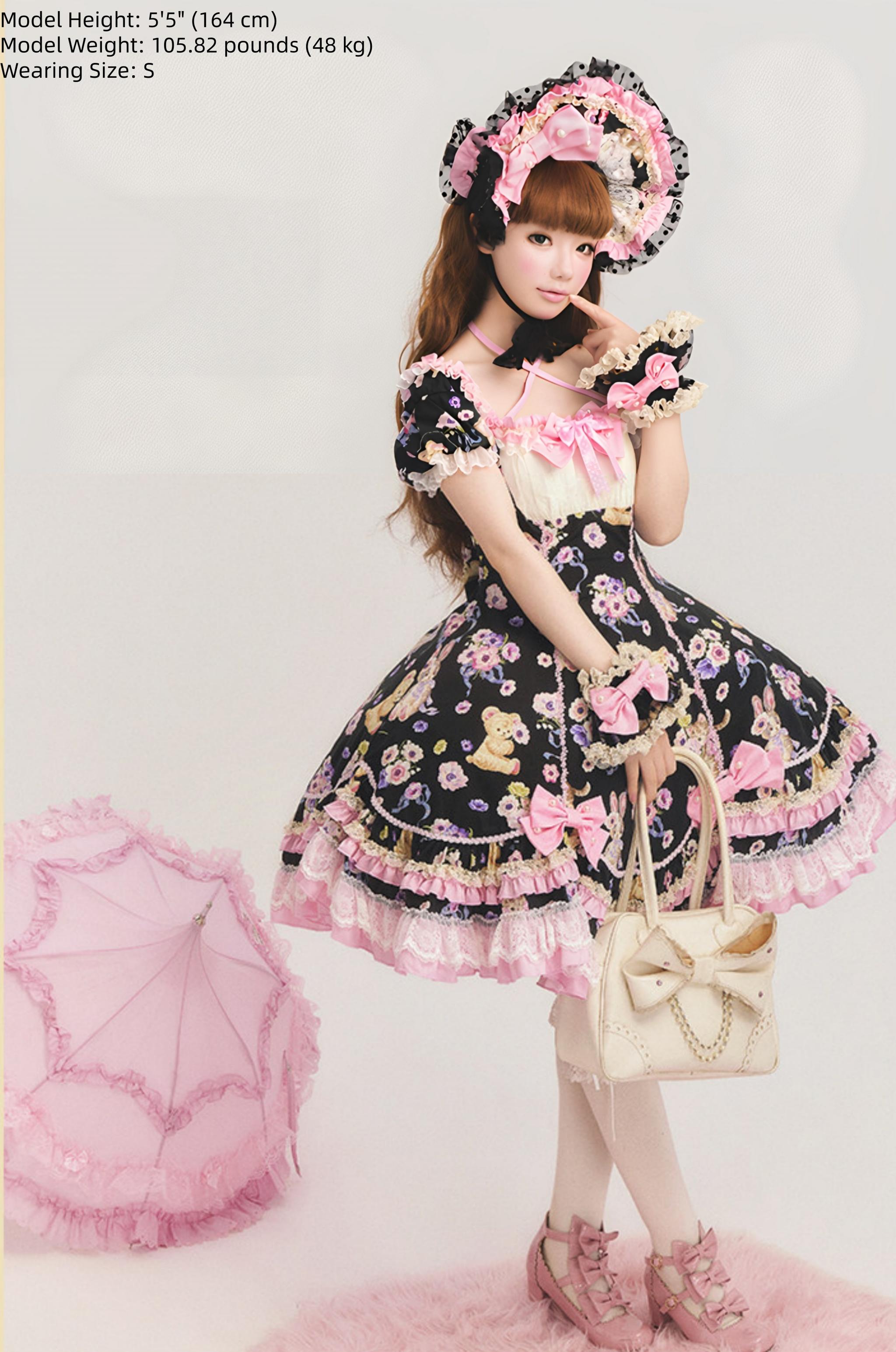Be My Honey - Cotton Old School Lolita Panel Cut OP Dress, Halter Neckline 45713:860064