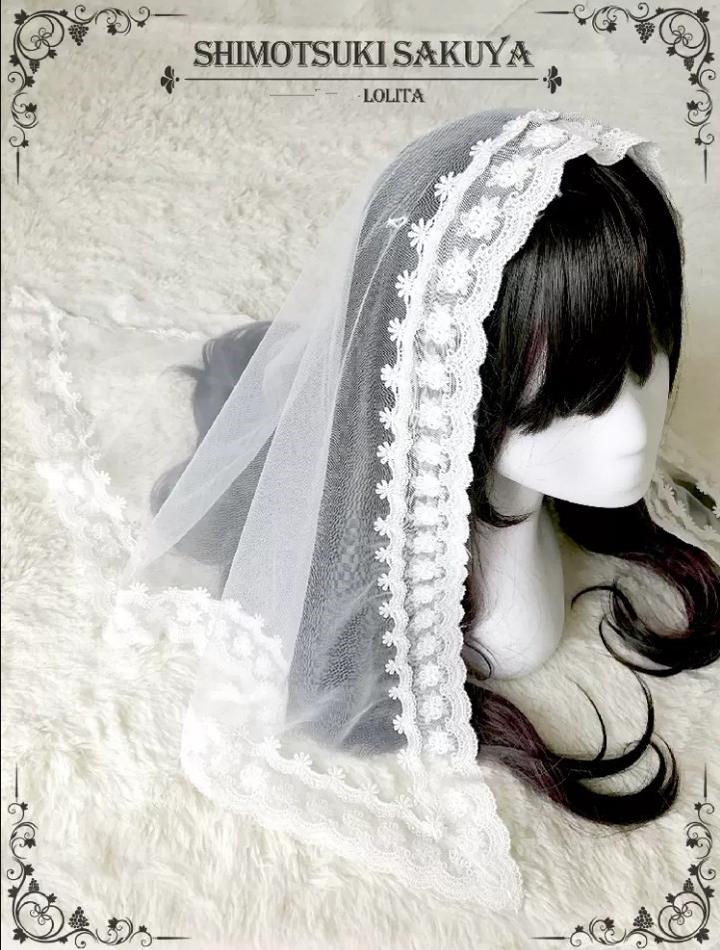 Sakuya Lolita~Whisper of Stars~Vintage Lolita Headdress Star Head Veil white detachable veil(without the KC)  