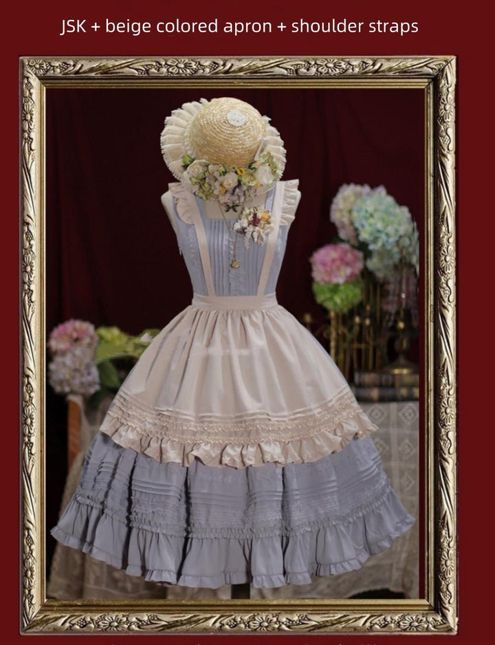 Tiny Garden~Nocturne Reminiscence~Elegant Lolita JSK Dress Multi-Wear Apron Dress Set   