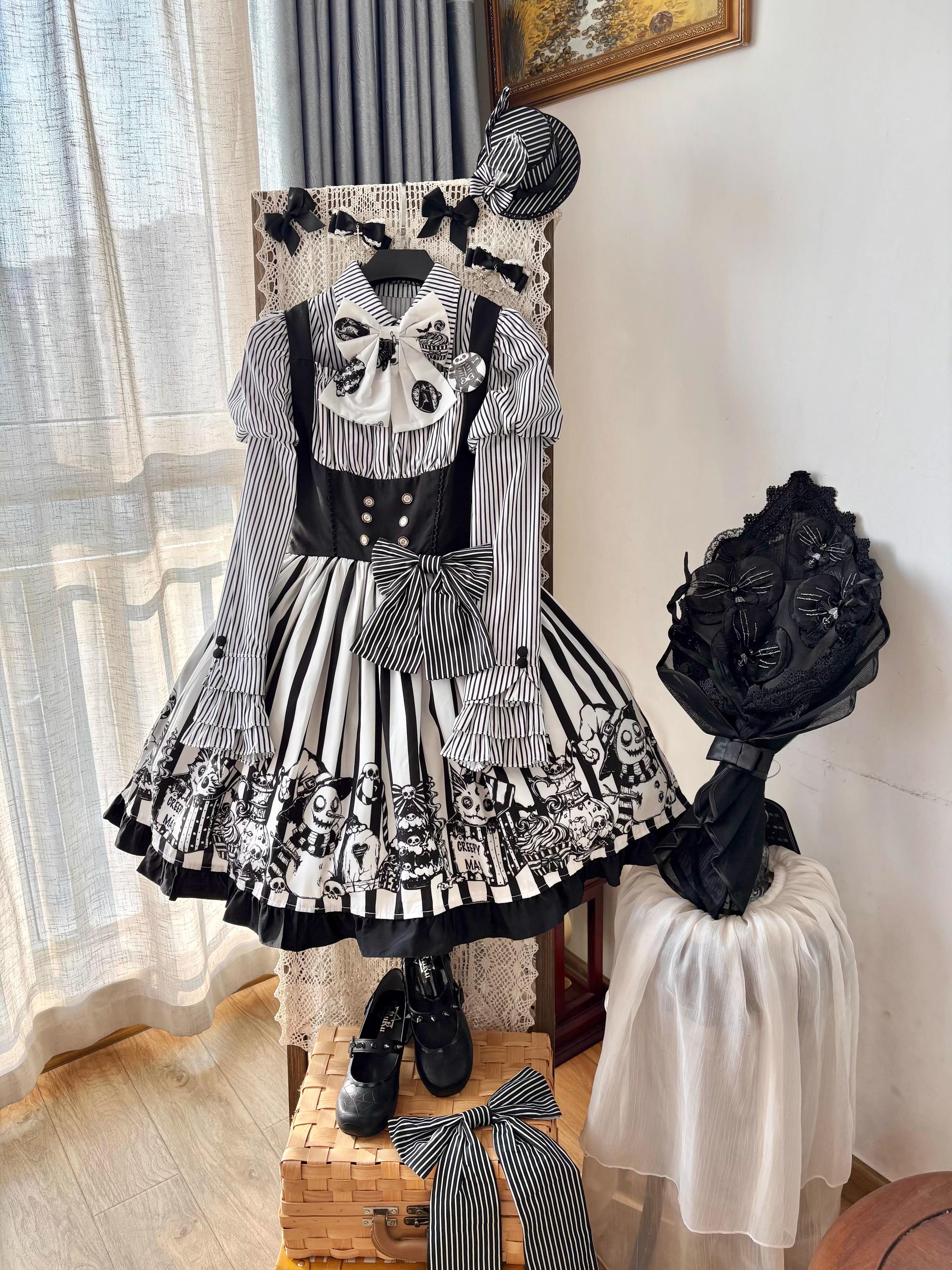 Strange Christmas - Striped Gothic Lolita JSK, Bust Supporting Dress (L M S XL) 44412:807190