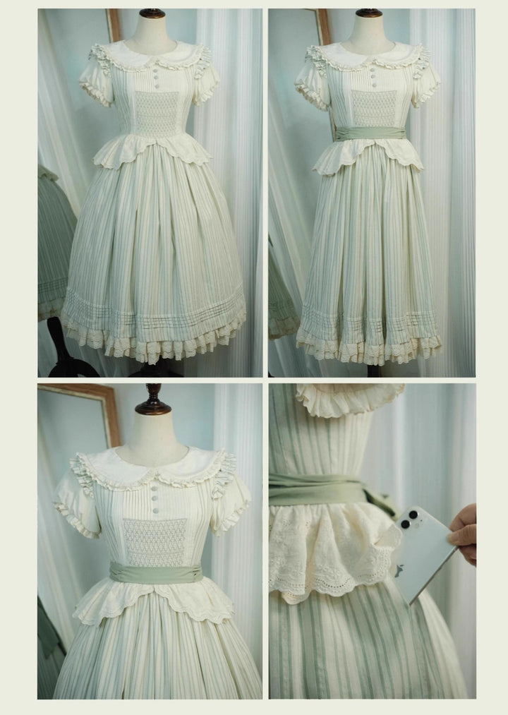 KOMOMO~Little Wild~Country Lolita OP Dress with Rattan Handbag and Hat