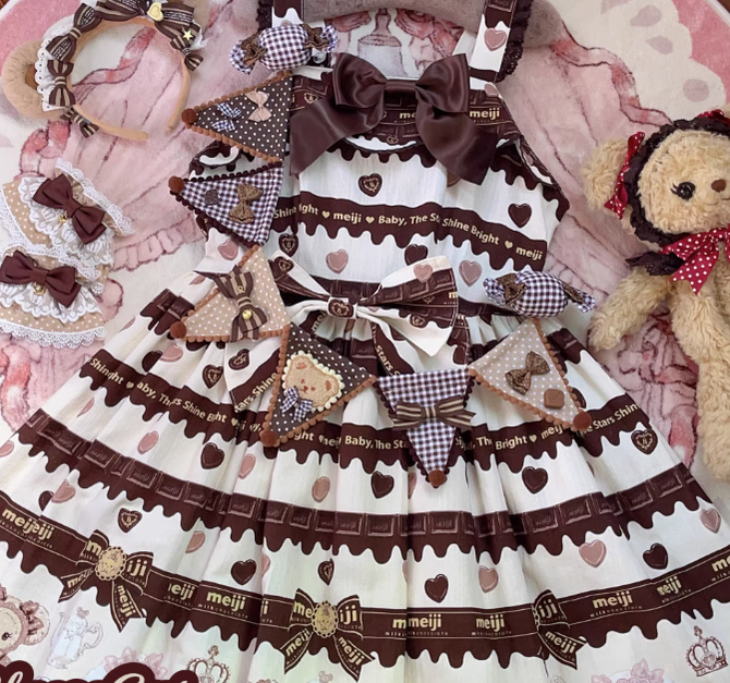 Cheese Cat - Sweet Lolita Plaid Candy Bow Flags Brooch