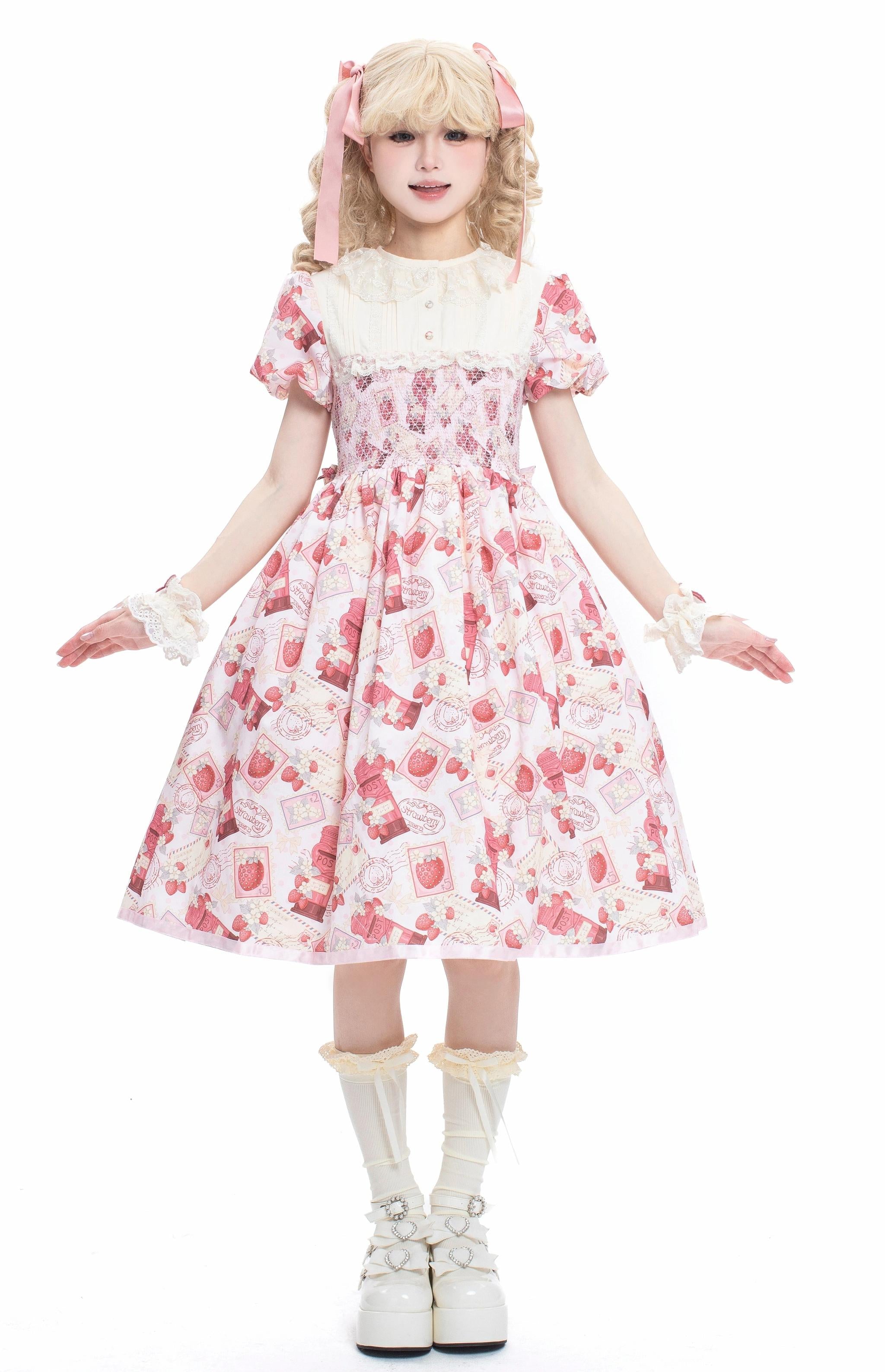 Strawberry Witch - Kawaii Lolita OP Dress, Strawberry Print 43836:786726